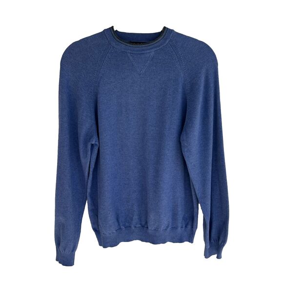 Valda By Toscano Italy Mens Viscose Crewneck Knit Sweater Medium Pullover Blue - Picture 1 of 10
